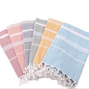 Turkish Beach Towel - Quick Dry Sand Free Blanket - Pale Pink & White St…